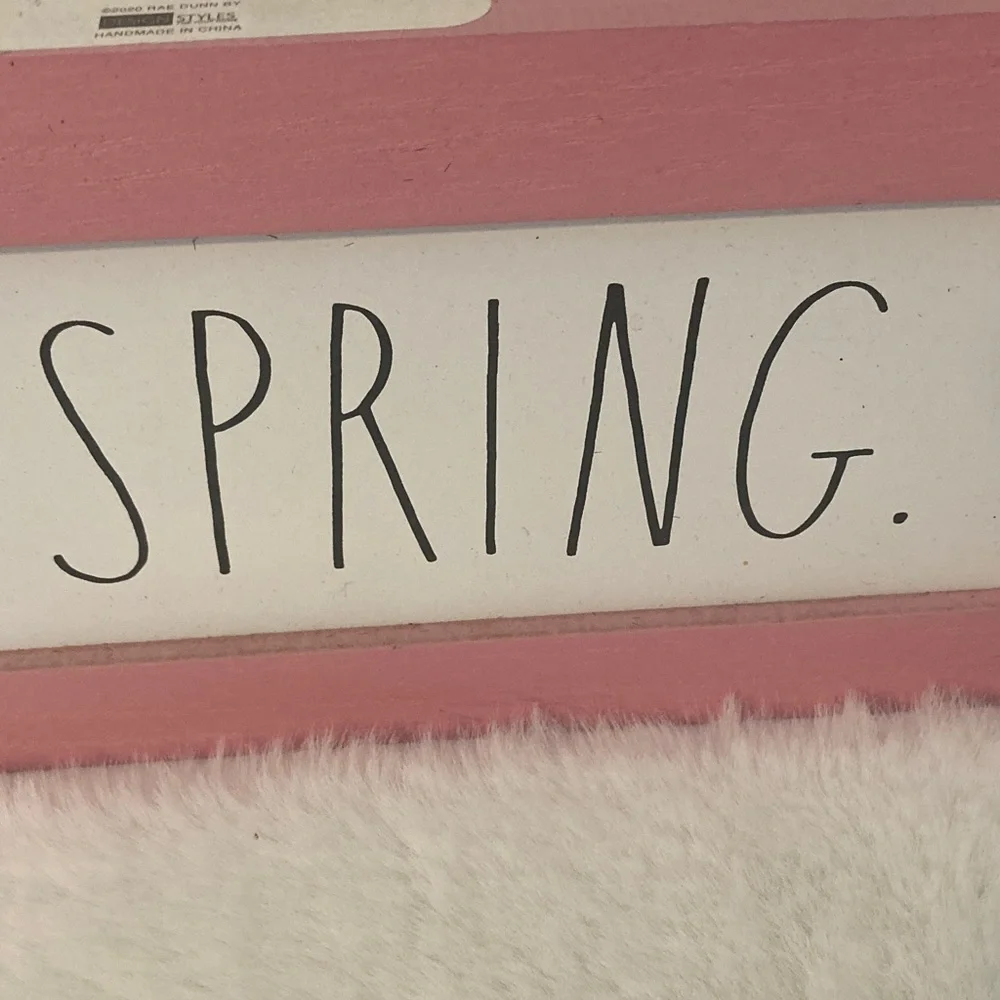 Rae Dunn Pink 'Happy Spring' Sign